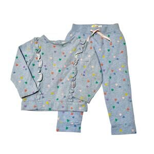 Baby Boden Ruffle Heart Print Jogger Set Size 2/3